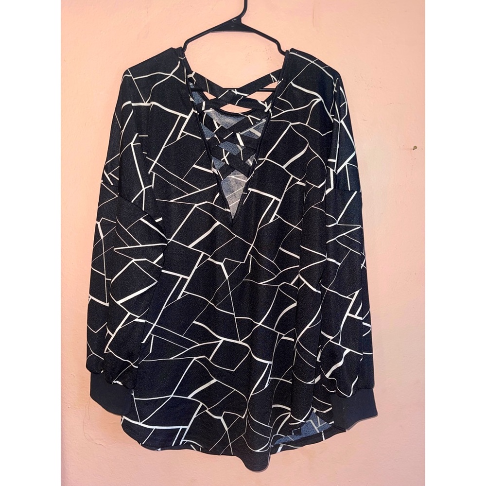 Geometric Blouse with Criss cross detailing